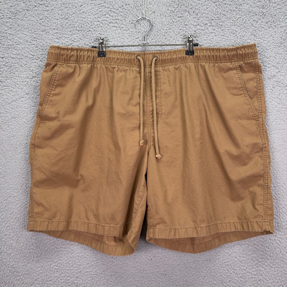 LL Bean Shorts Mens XXXL Brown Classic Fit Elastic Waist Drawstring Cotton Dock